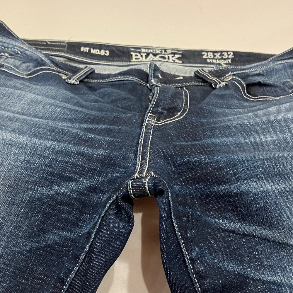 Buckle Dark Blue Ripped Women Jeans - Picture 9 of 13